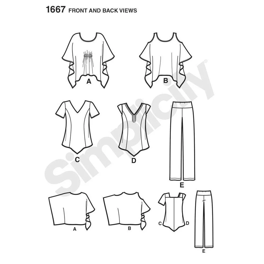 Simplicity Sewing Pattern 0274 1667 Boxy Top Shirt‎ Pants Misses Size XXS-XXL